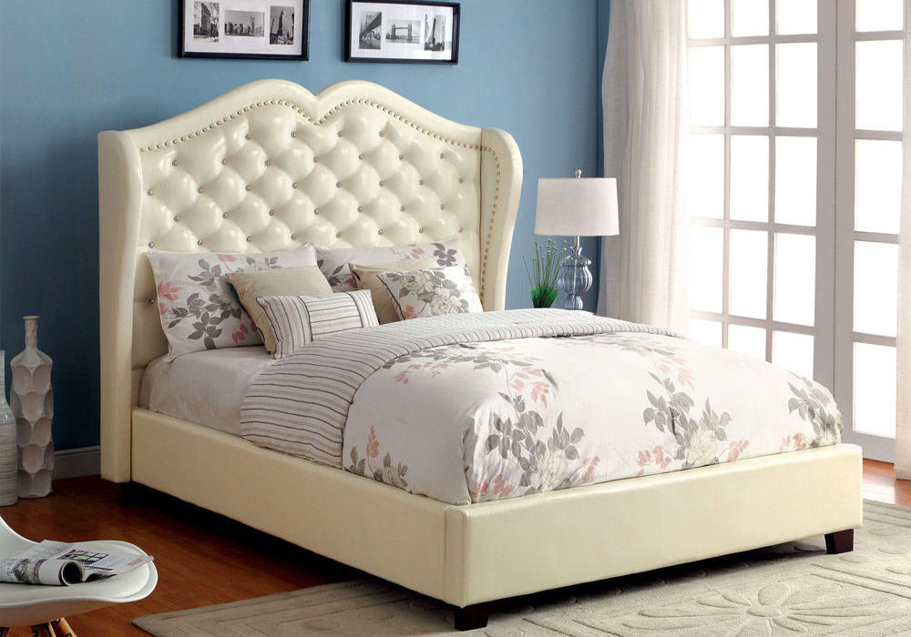 Chinese wholesale bedroom furniture pink cute diamond leather bed