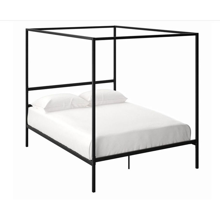 Wrought Iron Cheap Platform 4 Four Poster Metal Canopy Beds Full Gold White Twin Black Queen King Size Canopy Bed Frame