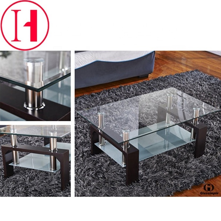 modern design living room furniture mirror tempered glass coffee table