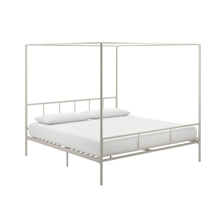 Wrought Iron Cheap Platform 4 Four Poster Metal Canopy Beds Full Gold White Twin Black Queen King Size Canopy Bed Frame