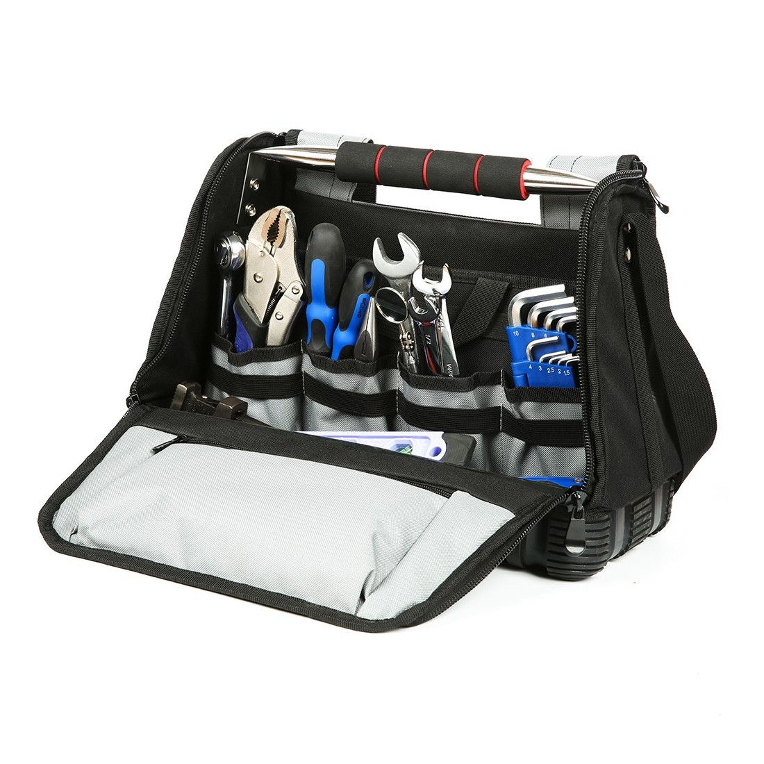 Ironland custom OEM Foldable portable tool bags with steel tubular handle