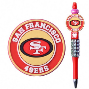 Wholesale PVC pen charms nfl football sports team raider baseball basketball team logo focal beads for pen decoration