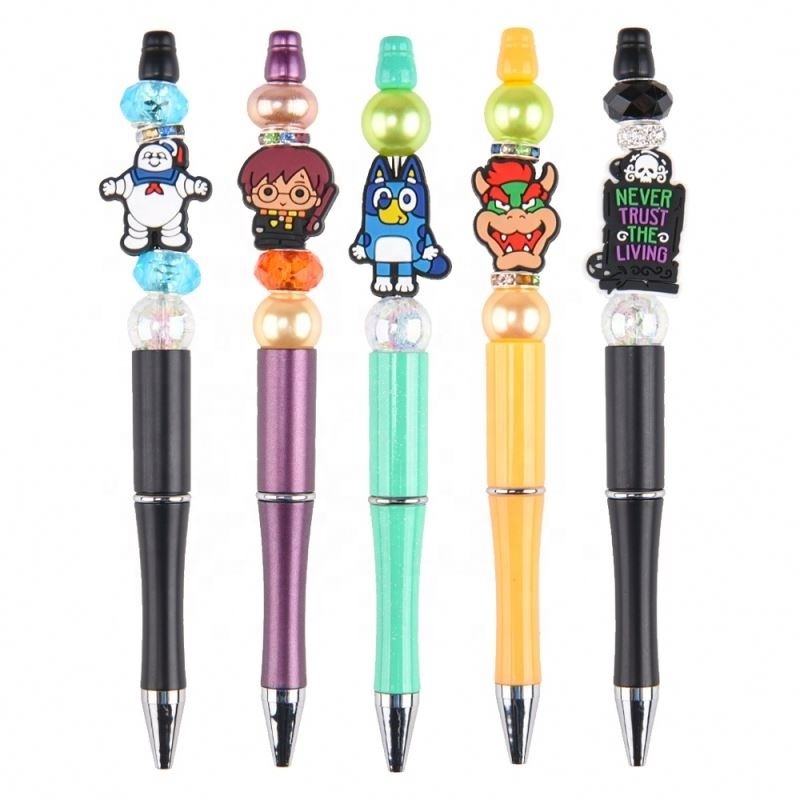 Soft Material Custom eco-friendly mix focal beads character pvc beads pen charms  making beads and charms for pen tops