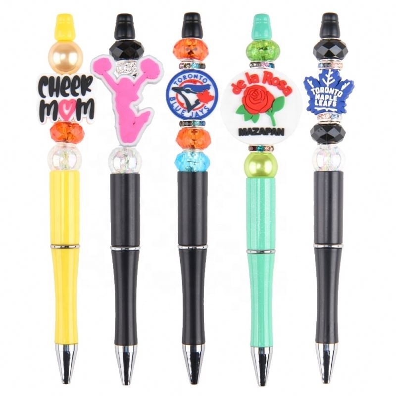 Soft Material Custom eco-friendly mix focal beads character pvc beads pen charms  making beads and charms for pen tops