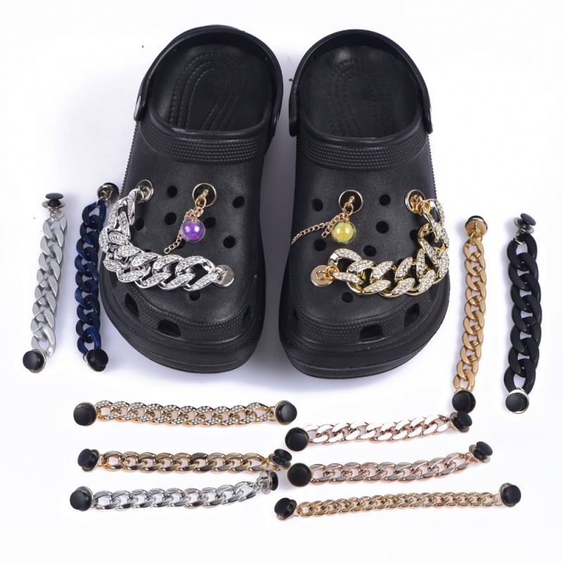 hot selling bling bling  chain clog charms diamond clog charms designer chain charms for clogs