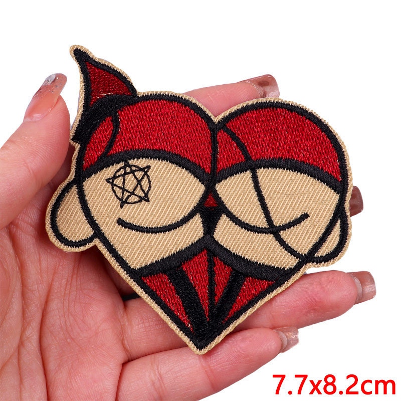 Sexy Butt Punk Iron On Embroidered Patches For Clothing Custom Wholesale Patches DIY Poker Applique Patch Factory Direct Price