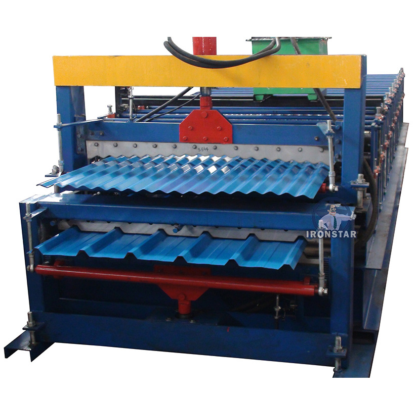 IRONSTAR Color Steel Double Layer Roof Roll Forming Machine Iron Metal Sheet Making Roll Forming Machine