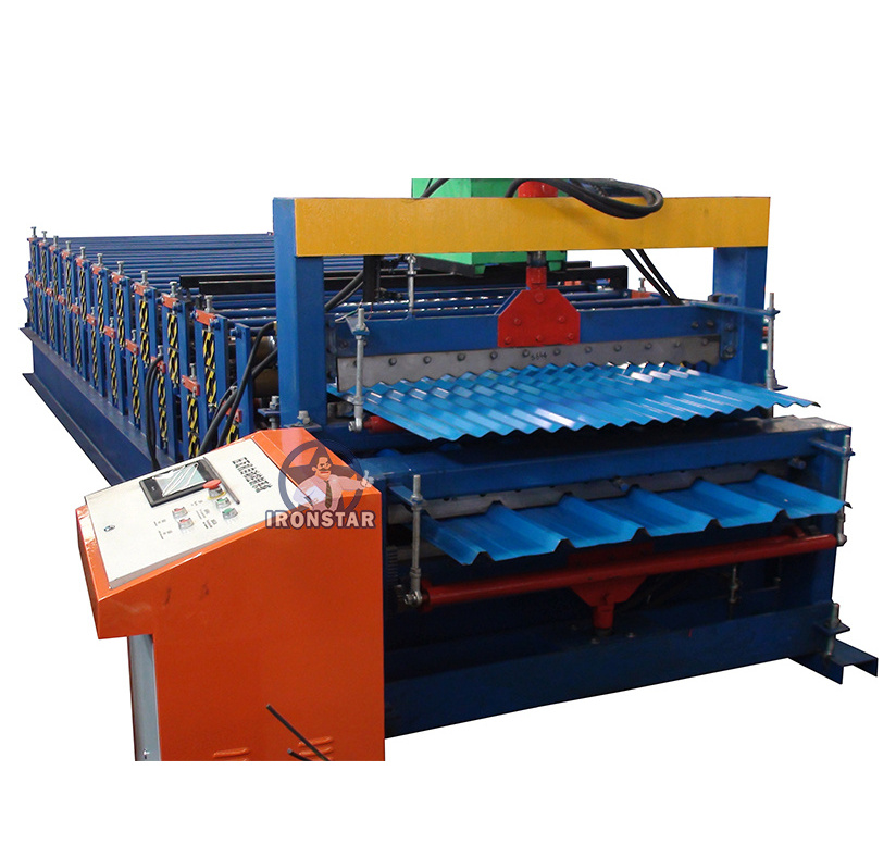 IRONSTAR Color Steel Double Layer Roof Roll Forming Machine Iron Metal Sheet Making Roll Forming Machine