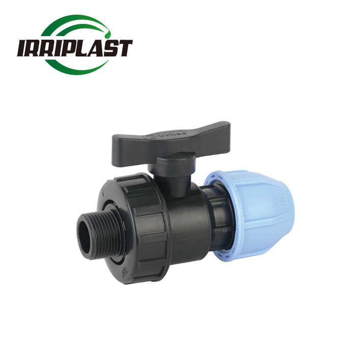 PN16 pp single male union ball valve pp compression ball valve for irrigation