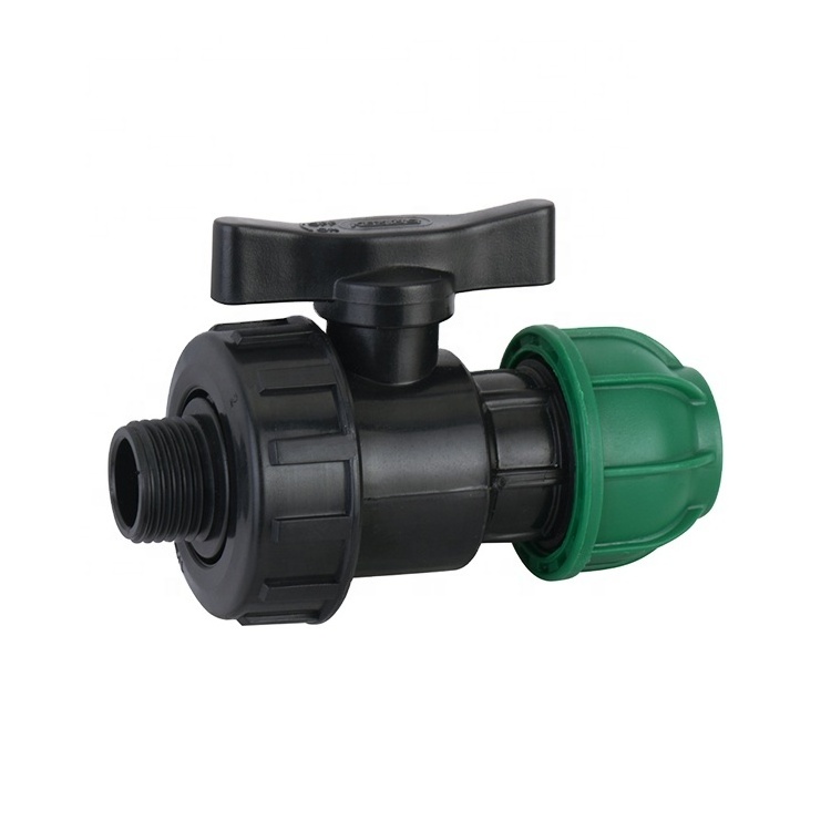 PN16 pp single male union ball valve pp compression ball valve for irrigation