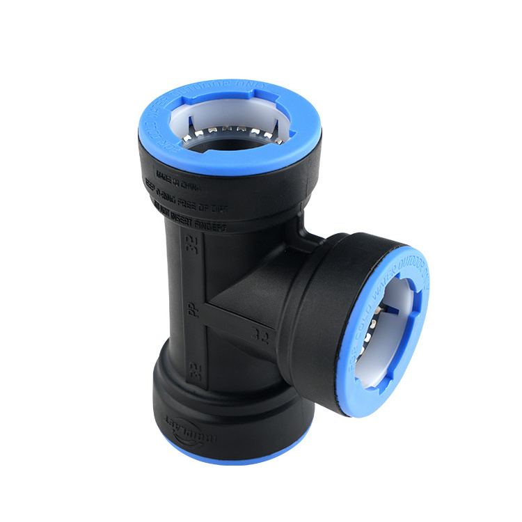 Wholesale Plastic Tee Quick connection PiPe Fittings one step fast install paired