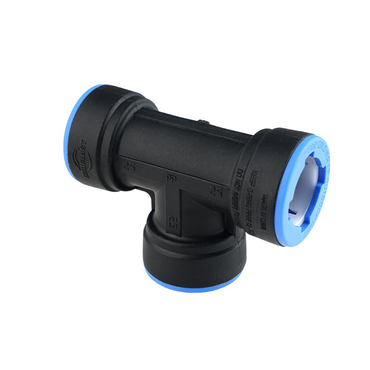 Wholesale Plastic Tee Quick connection PiPe Fittings one step fast install paired