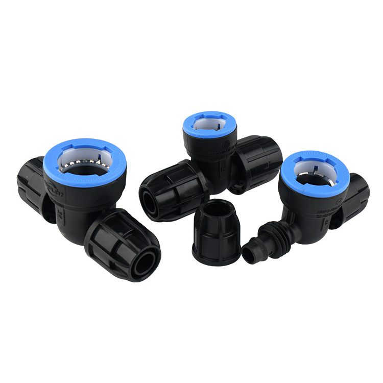 IRRIPLAST PN10 Irrigation Outdoor Cold Water HDPE PP PIPE COMPRESSION Irrigation Tee  PP Push Fitting