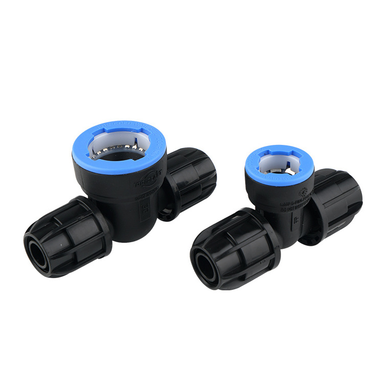 IRRIPLAST PN10 Irrigation Outdoor Cold Water HDPE PP PIPE COMPRESSION Irrigation Tee  PP Push Fitting