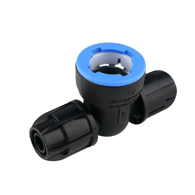 IRRIPLAST PN10 Irrigation Outdoor Cold Water HDPE PP PIPE COMPRESSION Irrigation Tee  PP Push Fitting