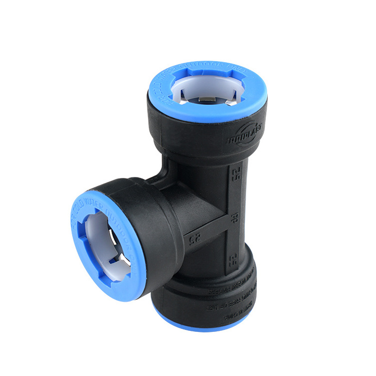 Wholesale Plastic Tee Quick connection PiPe Fittings one step fast install paired