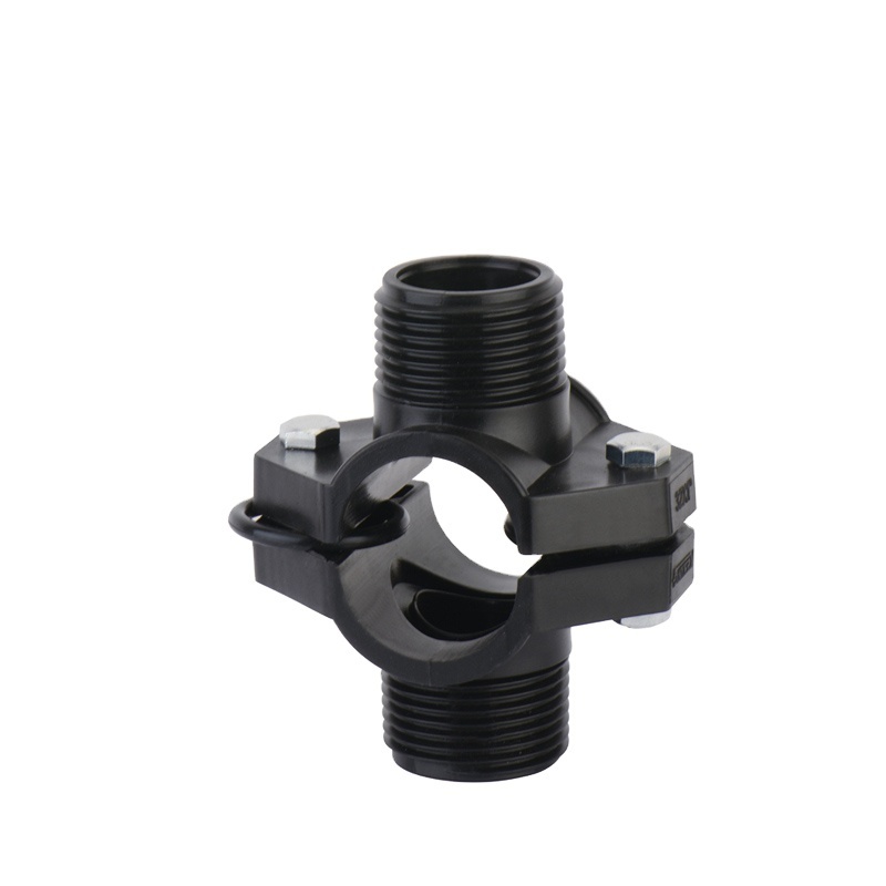 IRRIPLAST ISO17885 HDPE PE pipe Compression fittings double male Plastic HDPE Clamp Saddle for water supply and Irrigation