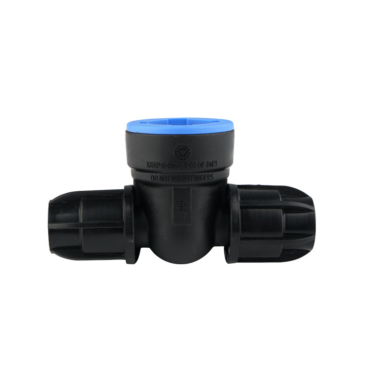 IRRIPLAST PN10 Irrigation Outdoor Cold Water HDPE PP PIPE COMPRESSION Irrigation Tee  PP Push Fitting