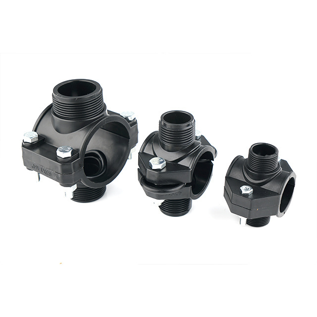 IRRIPLAST ISO17885 HDPE PE pipe Compression fittings double male  for water supply and Irrigation Plastic HDPE PP Clamp Saddle