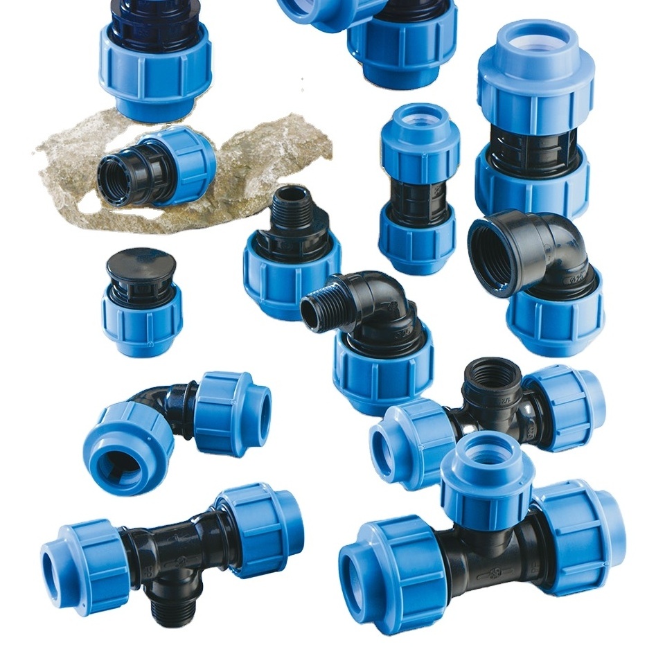 IRRIPLAST OEM ISO17885 BSP PN16 16BAR Poly pipe fittings Tee Plastic Pipe Fitting Water HDPE PP COMPRESSION FITTINGS