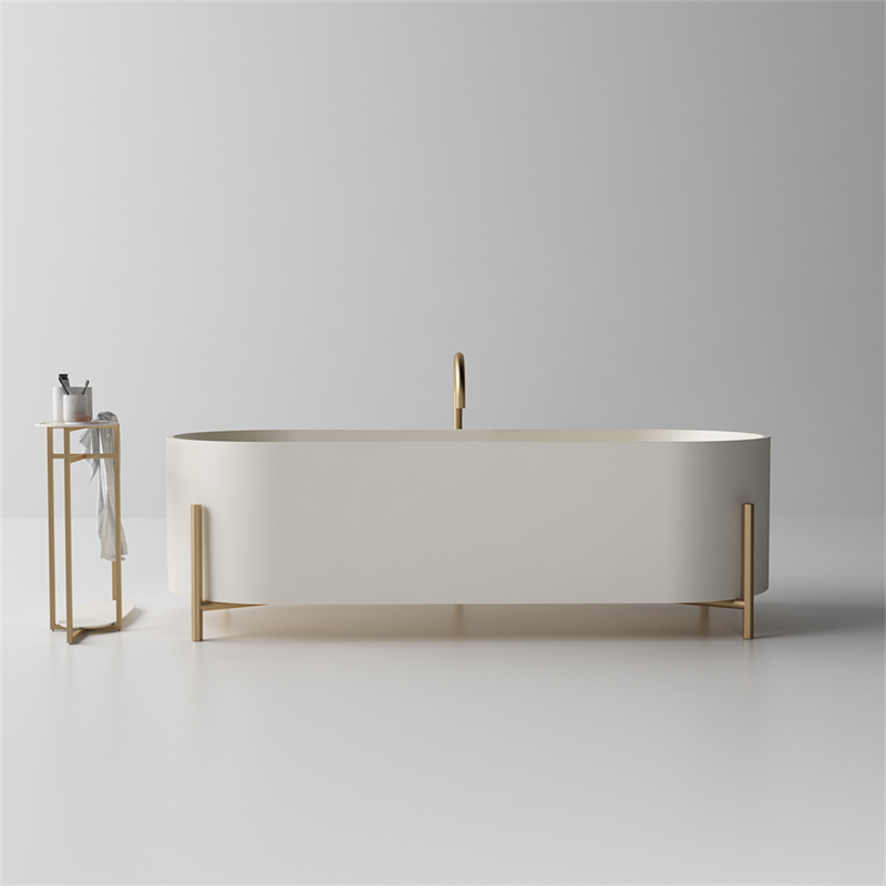 Rectangular Shaped Free Standing Tub Solid Surface Light Weight Bathtub