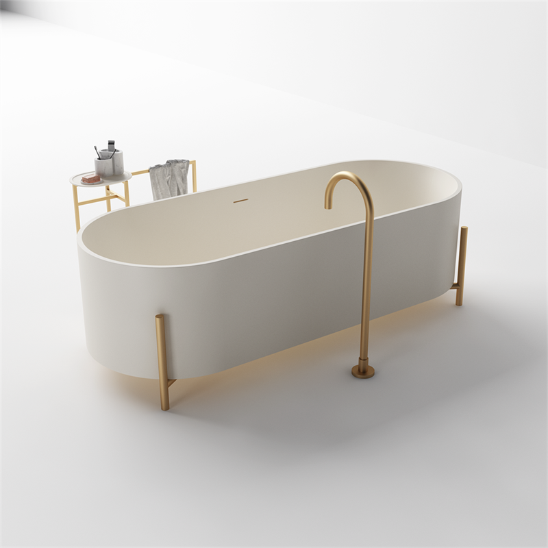 Rectangular Shaped Free Standing Tub Solid Surface Light Weight Bathtub