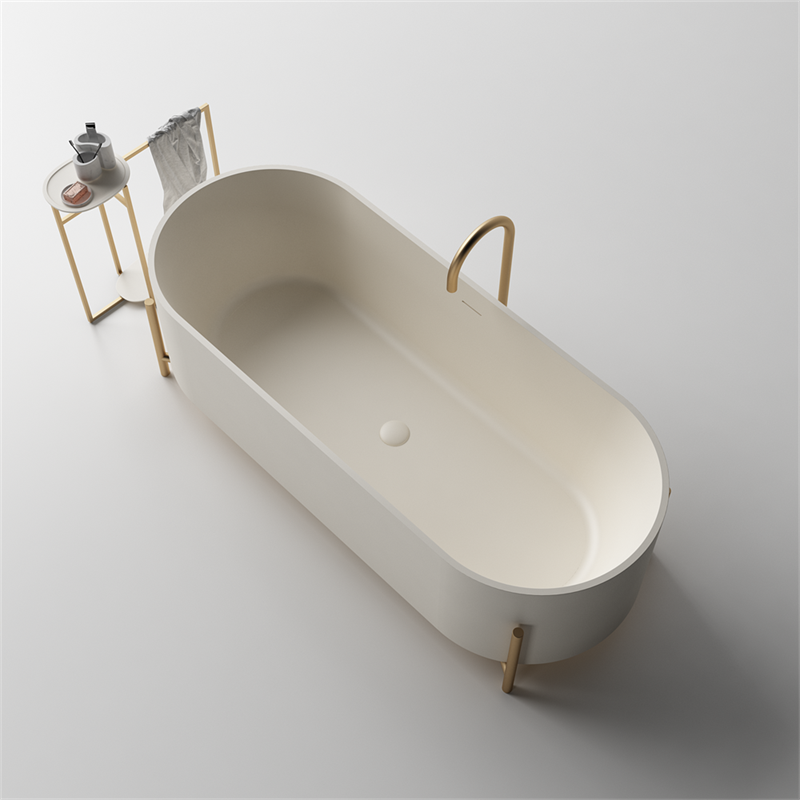 Indoor Modern Soaking Freestanding Resin Solid Surface Bathroom Bathtub