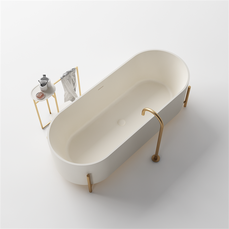 Rectangular Shaped Free Standing Tub Solid Surface Light Weight Bathtub