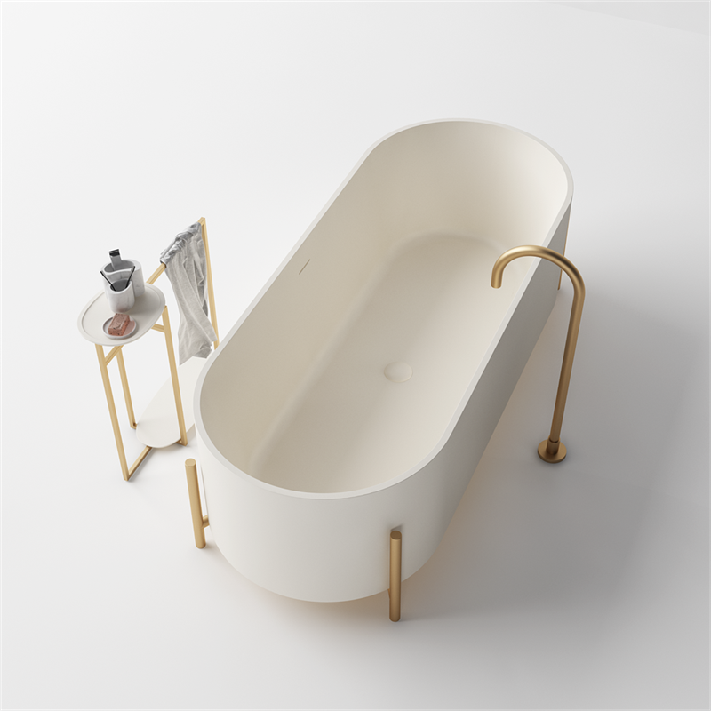 Indoor Modern Soaking Freestanding Resin Solid Surface Bathroom Bathtub