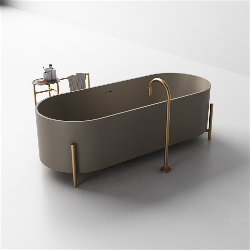 Indoor Modern Soaking Freestanding Resin Solid Surface Bathroom Bathtub