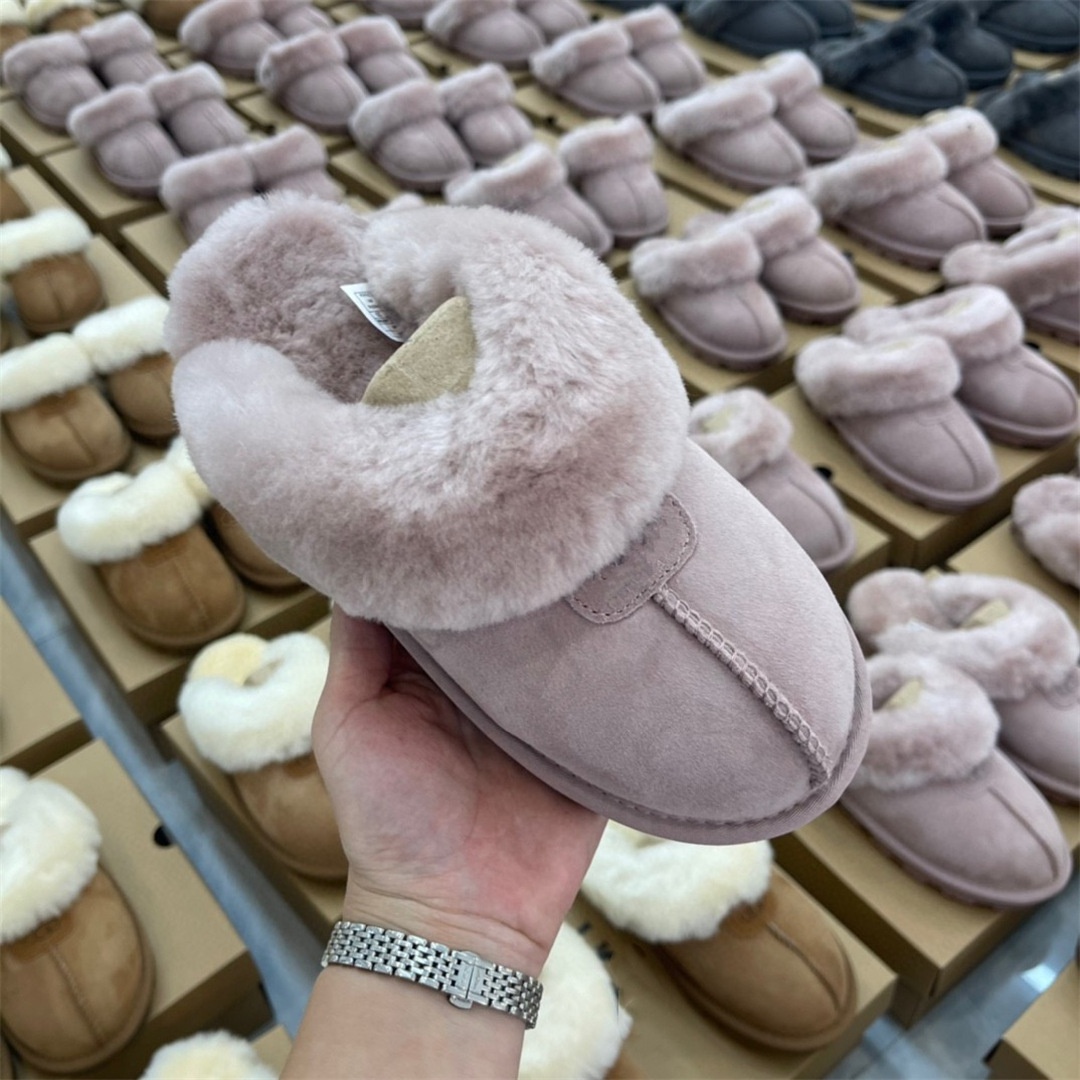 Quick Samples Stocks Lady Man Real Australian Double-faced Sheepskin Fur Outsole EVA Women Winter Slippers