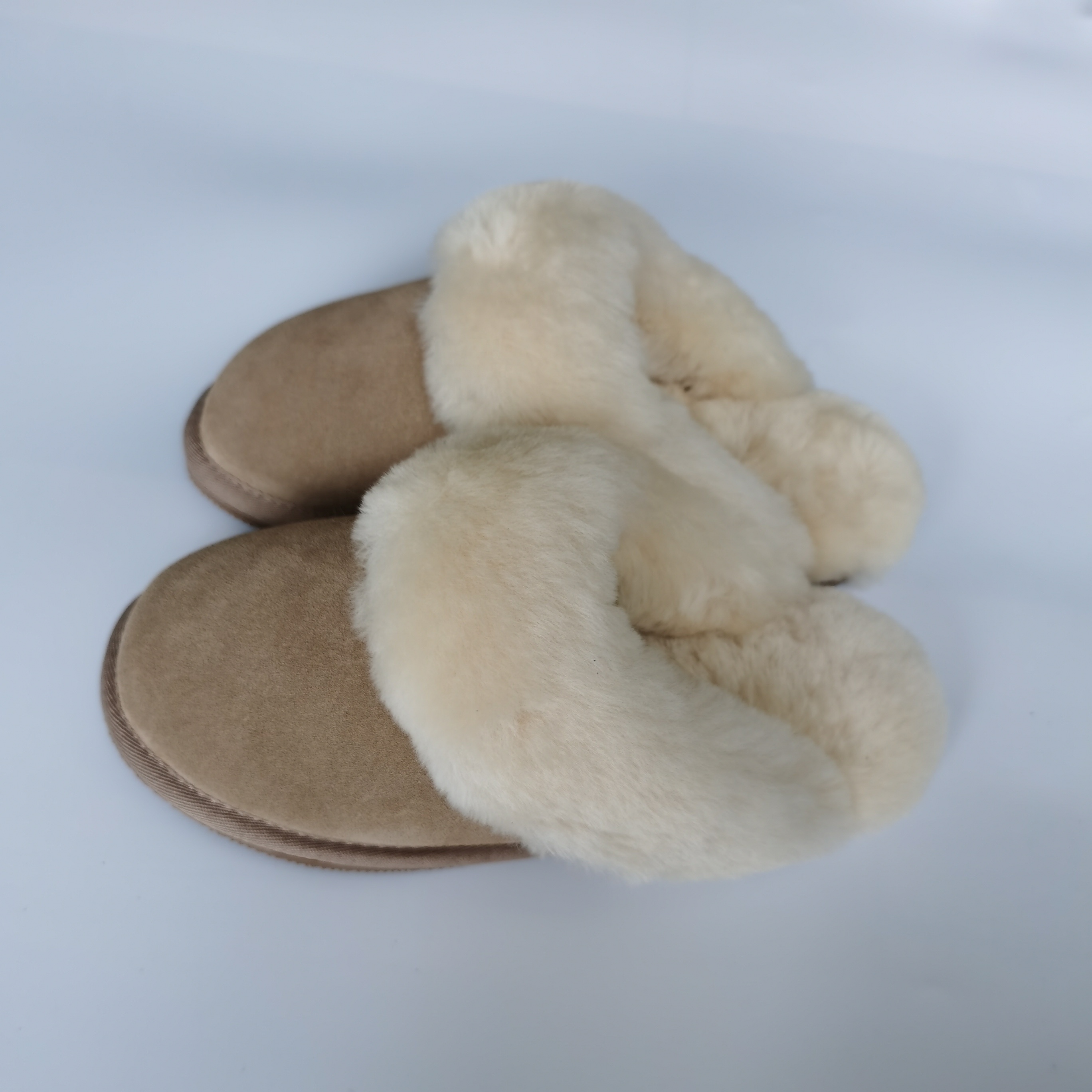 Factory Price Cow Leather Slides Real Shearling Lady Indoor Winter Sheepskin Fur Slipper