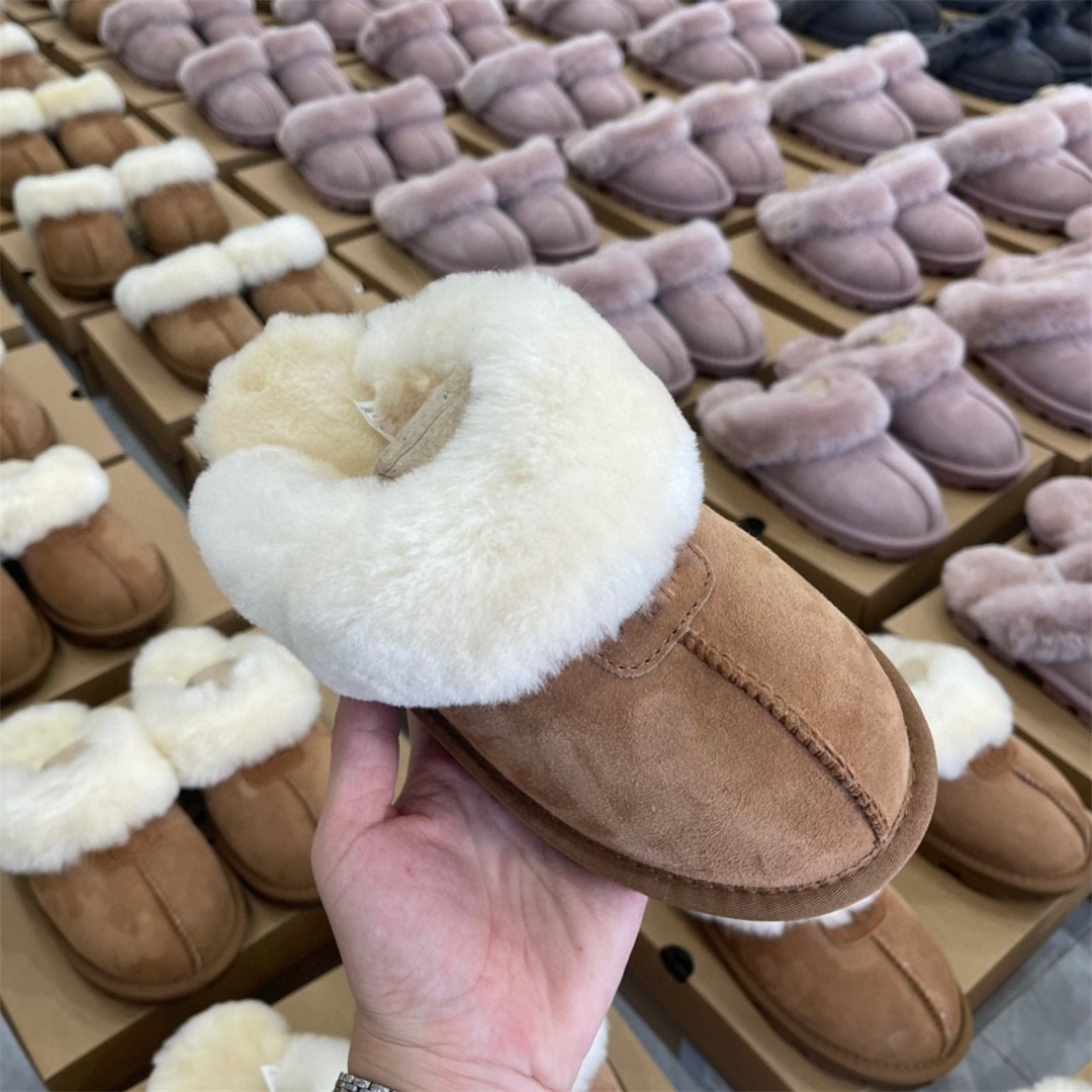 Quick Samples Stocks Lady Man Real Australian Double-faced Sheepskin Fur Outsole EVA Women Winter Slippers