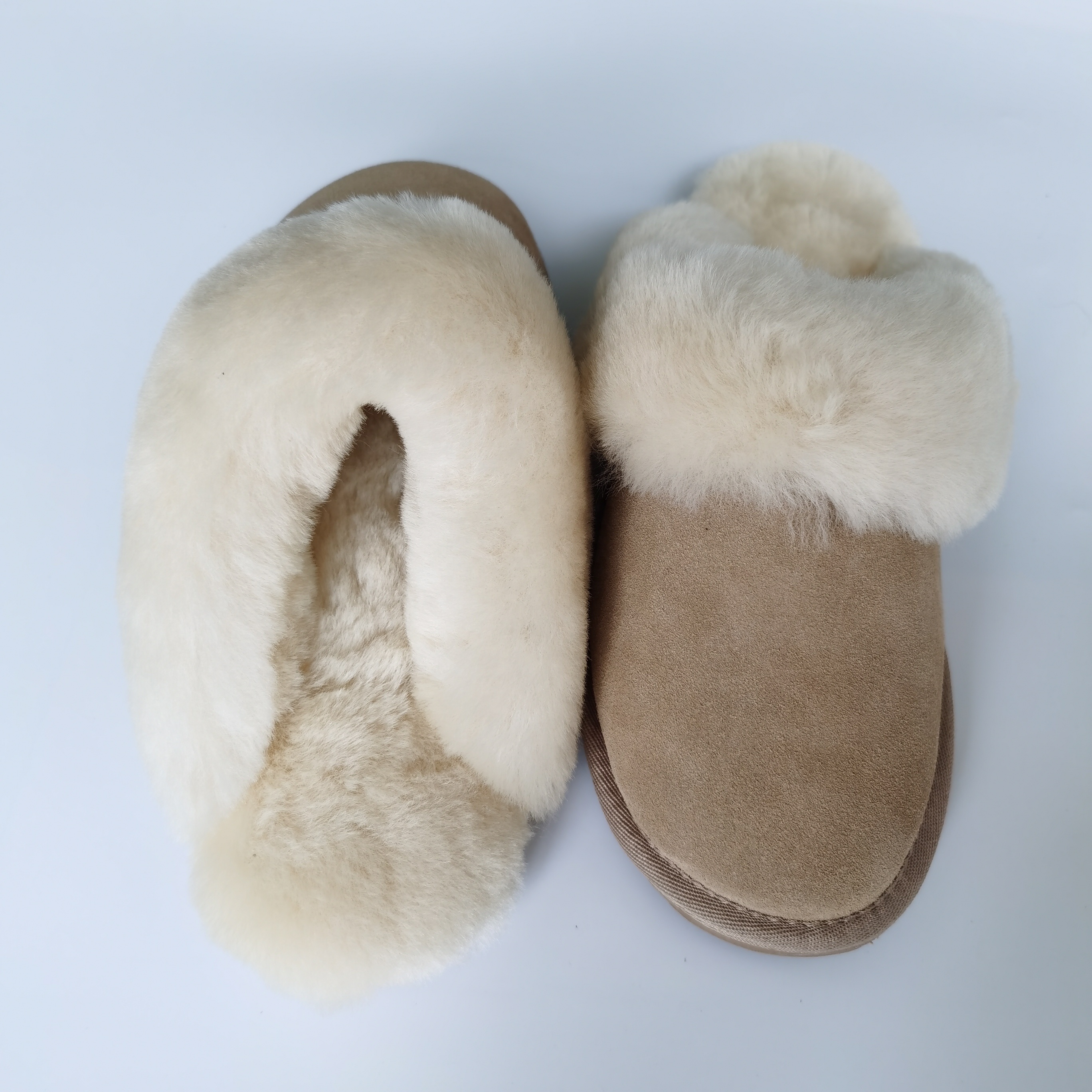 Factory Price Cow Leather Slides Real Shearling Lady Indoor Winter Sheepskin Fur Slipper