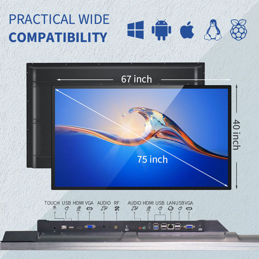 Custom 75 inch large all-in-one smart board electronic interactive whiteboard touch screen monitor display