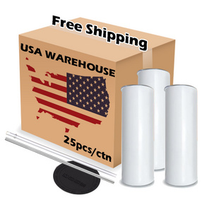 USA 2 Days Delivery 20OZ Sublimation Blanks20oz Sublimation Blanks Stainless Steel Tumblers Cups with Straw and Rubber Bottom