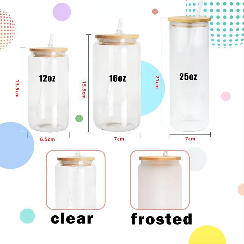 Top seller US stocked 12oz 16oz Soda Pop Clear Can Shaped Beer Sublimation Beverage Glass Cups With lid and glass straw