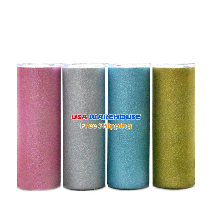 USA Warehouse 20oz free shipping Double Wall Straight Tumbler Stainless Steel textured Rainbow rough Glitter Sublimation tumbler