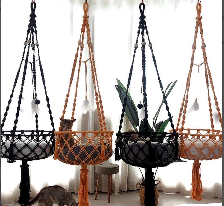 Bohemian Solid Pattern Cat Hammock for Small Animals