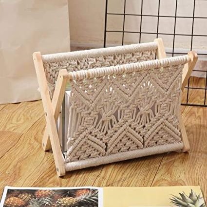 Wholesale Premium Quality Hand Woven Boho Decor  Magazine Organizer Cotton Woven Hanging Pocket Wall Decor