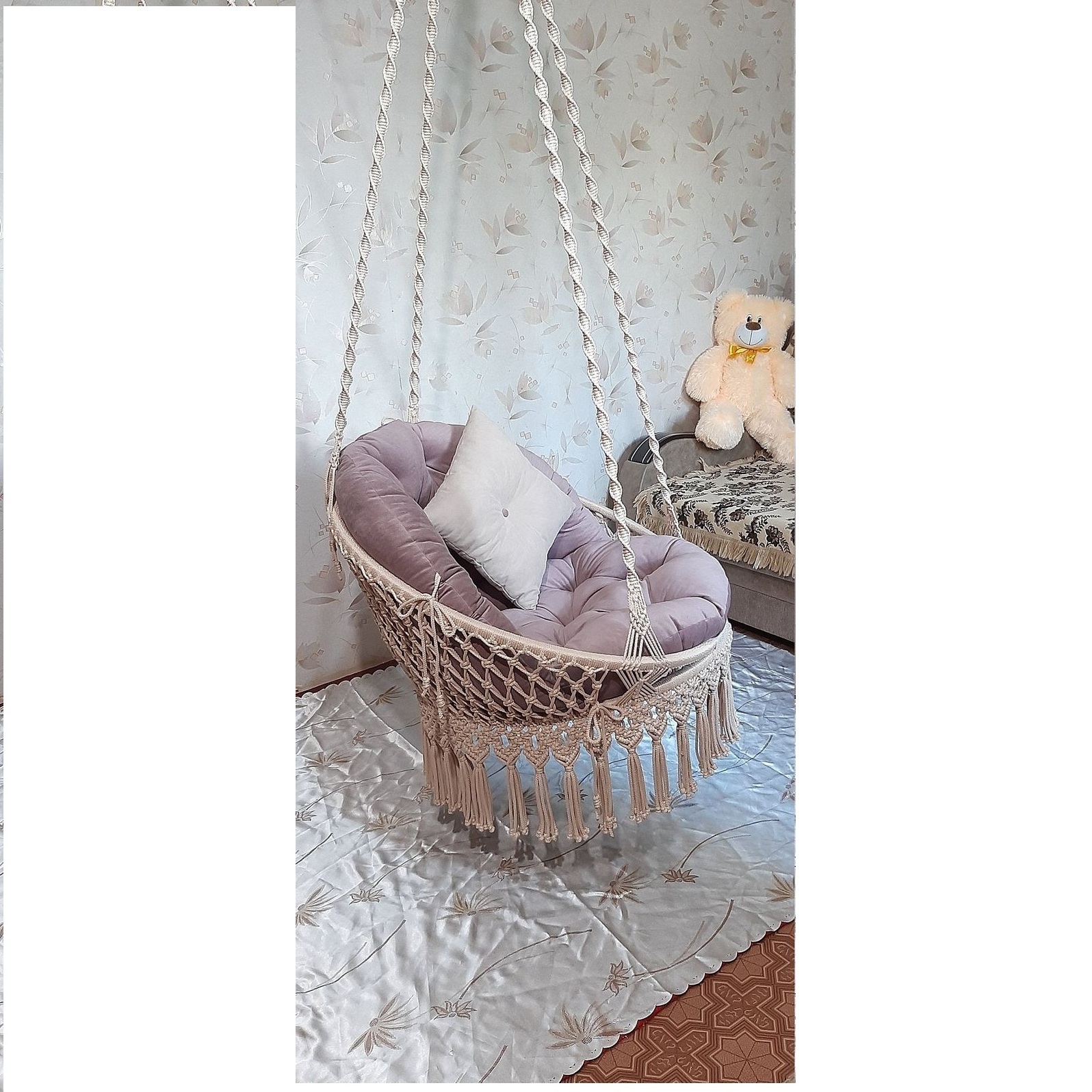 Wholesale Handmade With High Quality Bohemian Design Baby Swings Indoor macrame baby Swings at wholesale Price