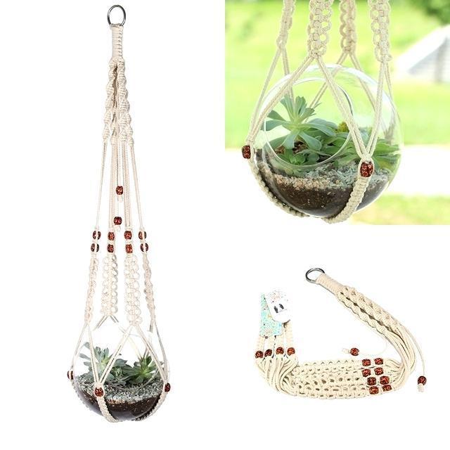 Boho Indoor Home Decor Plant Holder Cotton Rope Handmade Macrame Wall Air Plant Hangers