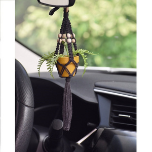 New Arrival Macrame Planter Car Accessory Natural Handmade Cotton Rope Mini Plant Hanger For Car From Isar International LLP