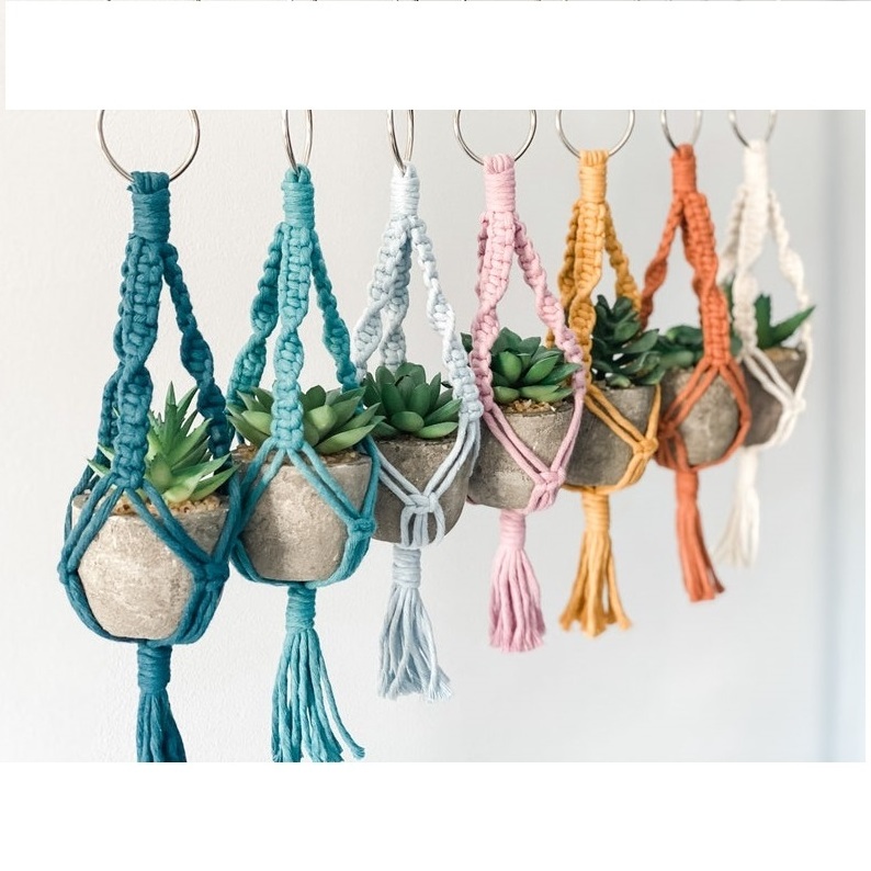 New Arrival Macrame Planter Car Accessory Natural Handmade Cotton Rope Mini Plant Hanger For Car From Isar International LLP