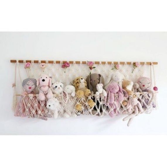 Hot Sale Macrame Wall Hanging Toy Hammock For Stuffed Animals Handwoven Net Storage Toy Hammock