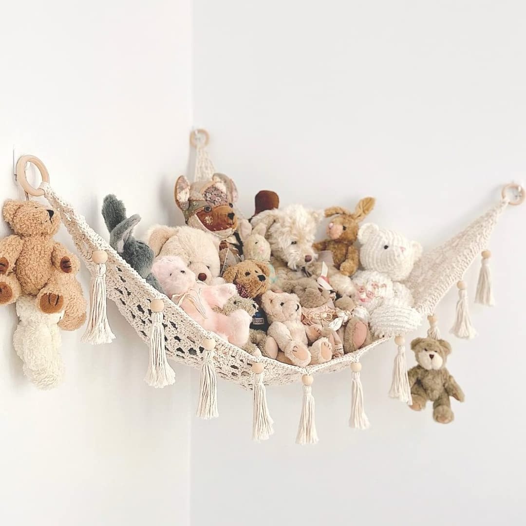 Hot Sale Macrame Wall Hanging Toy Hammock For Stuffed Animals Handwoven Net Storage Toy Hammock