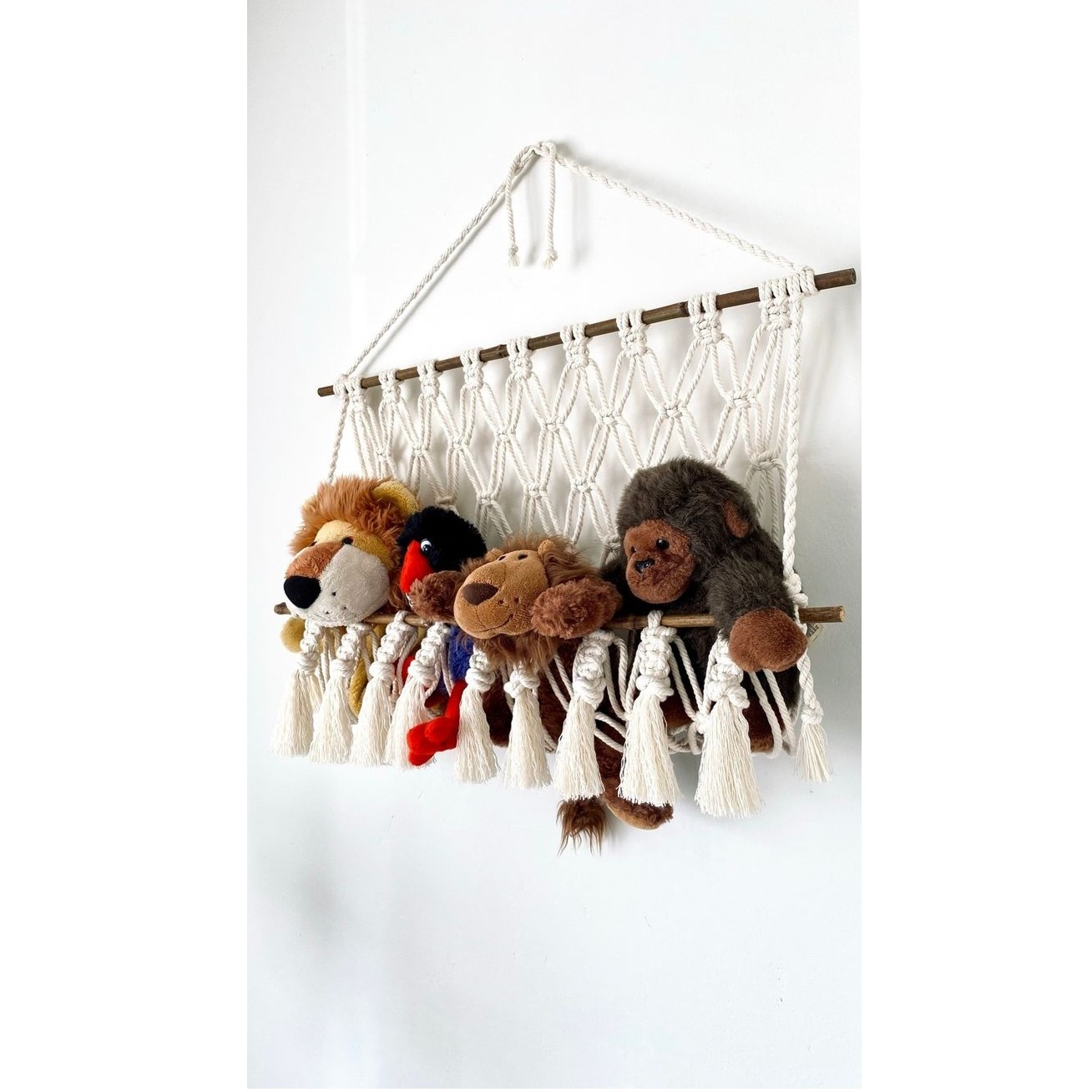 Hot Sale Macrame Wall Hanging Toy Hammock For Stuffed Animals Handwoven Net Storage Toy Hammock