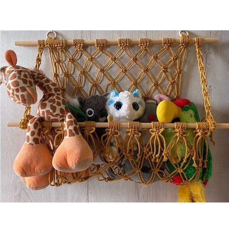 Hot Sale Macrame Wall Hanging Toy Hammock For Stuffed Animals Handwoven Net Storage Toy Hammock