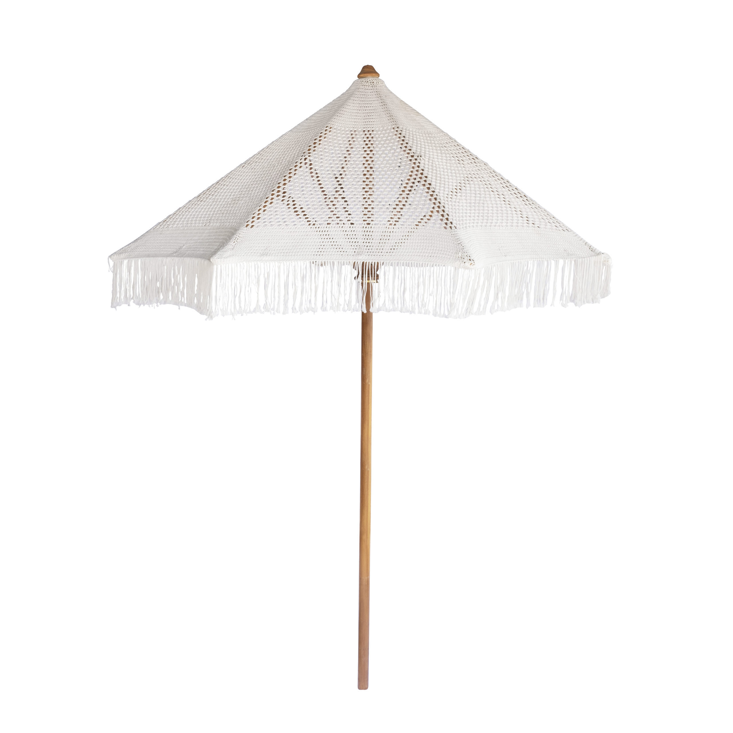 Wholesale Handmade Macrame Cotton Umbrella  Outdoor Patio Fringe Tassel Beach Umbrella With Tassels Sun Outdoor Beach Umbrella