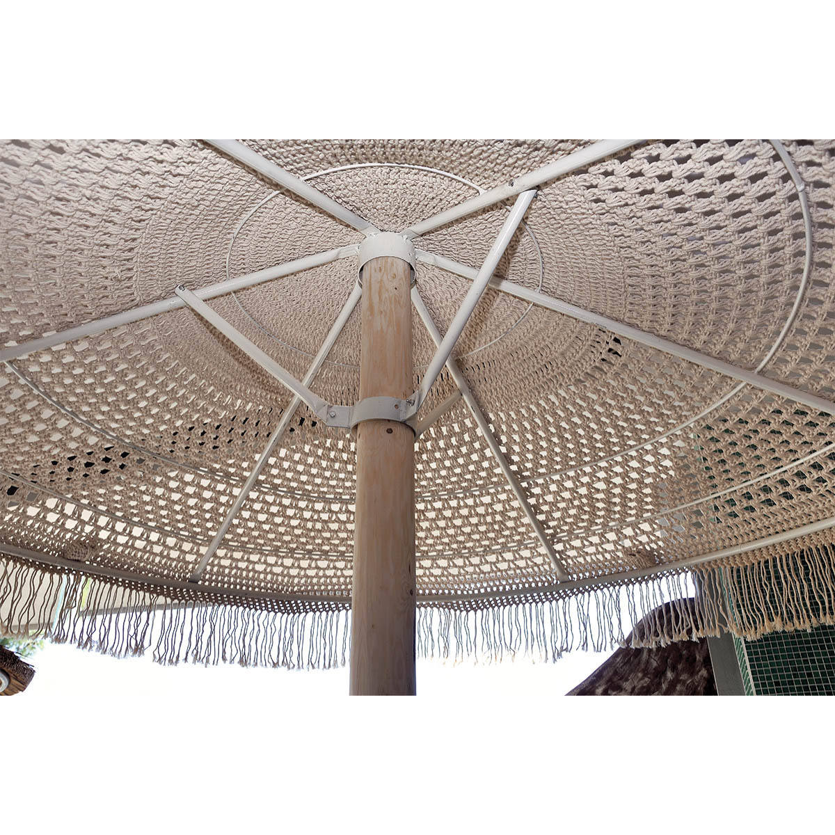 Wholesale Handmade Macrame Cotton Umbrella  Outdoor Patio Fringe Tassel Beach Umbrella With Tassels Sun Outdoor Beach Umbrella